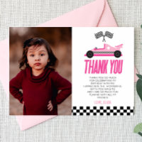 Pink Racecar Race Car Custom Photo Birthday Party