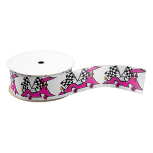 Pink Racecar Ribbon Grosgrain Ribbon