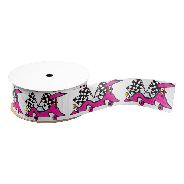Pink Racecar Ribbon Grosgrain Ribbon (Spool)