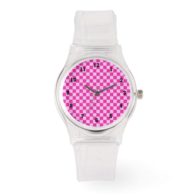 Pink Racing Chequered Design Watches (Front)