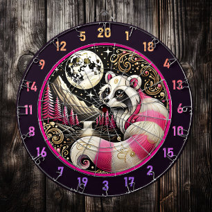 Pink Racoon Radiates Elegance and Playfulness Dartboard
