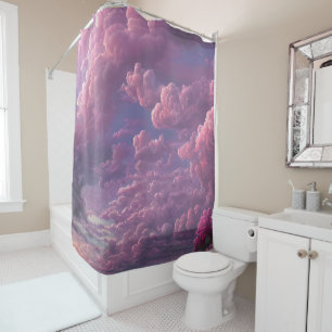 Pink Radiant Clouds Shower Curtain