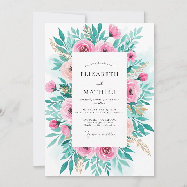 Pink Radiant Spring Wedding Invitation (Front)
