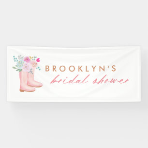 Pink Rain Boots & Flowers Bridal Shower Banner