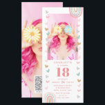Pink Rainbow 18th Modern Photo Birthday Party Invitation<br><div class="desc">Pink Rainbow 18th Modern Photo Birthday Party Invitations features a unique girly eighteenth birthday party invitation. Perfect to invite family and friends to your celebration. Download and send these to your guests or have them printed to mail out or both. Cute, modern and trendy with pink text '(Name) is turning...</div>