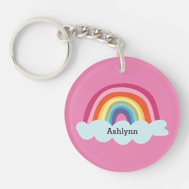 Pink Rainbow Acrylic Keychain (Front)