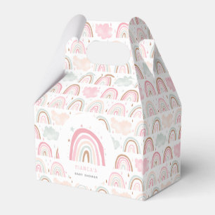 Pink Rainbow and Clouds Pattern Baby Shower Favour Box