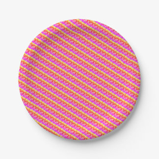 Pink rainbow art paper plate