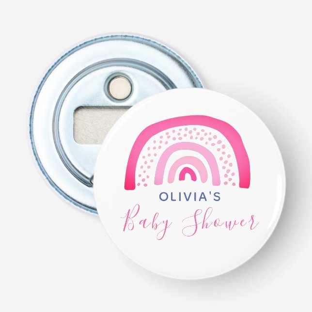 Pink Rainbow Baby Shower Bottle Opener (Front)