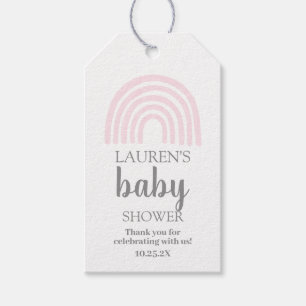 Pink Rainbow baby shower girl gift tags