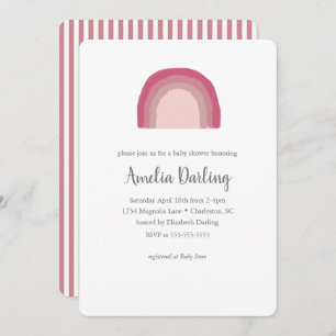 Pink Rainbow Baby Shower Invitation
