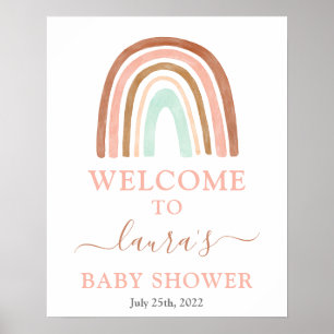 Pink Rainbow Baby Shower Welcome sign