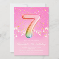 Pink Rainbow Balloon Letter Number Seven Birthday