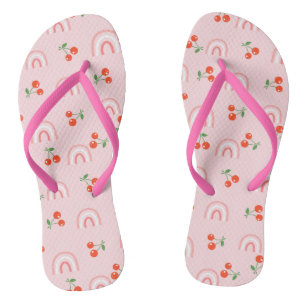 Pink Rainbow Cherry Pattern Thongs