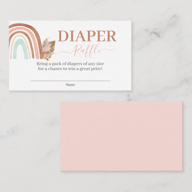 Pink Rainbow Diaper Raffle Enclosure Card (Front/Back)