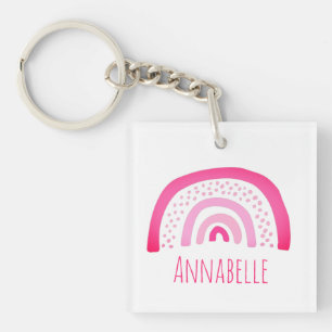 Pink Rainbow First Name Key Ring