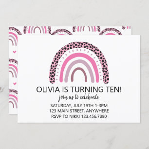 Pink Rainbow girl birthday party Invitation