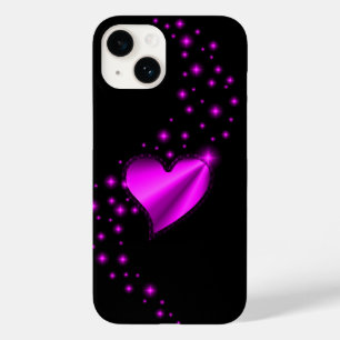 Pink Rainbow Heart with Stars on black Case-Mate iPhone 14 Case