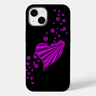 Pink Rainbow Heart with Stars on black Case-Mate iPhone 14 Case
