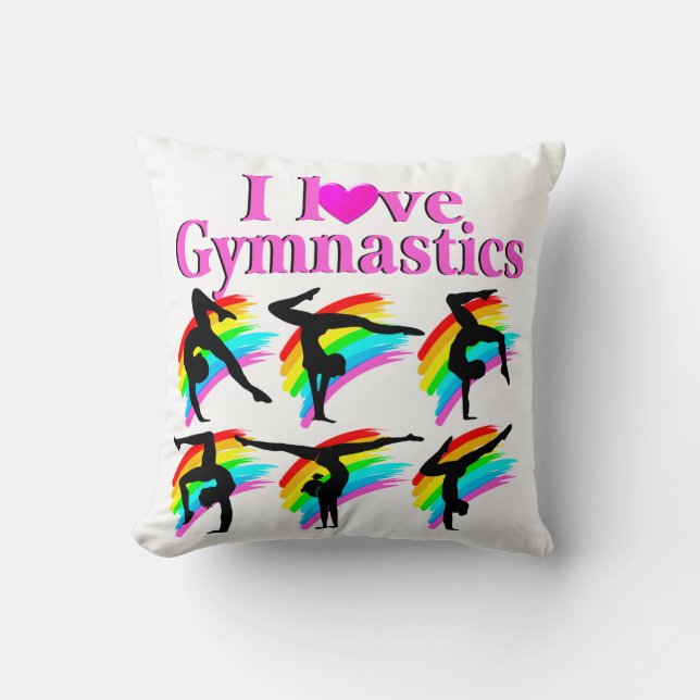 PINK RAINBOW I LOVE GYMNASTICS DESIGN CUSHION (Front)