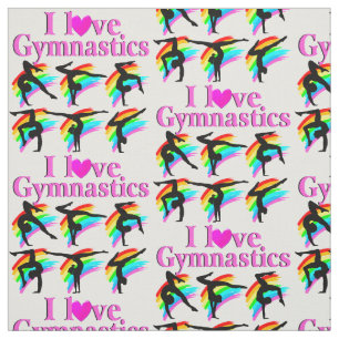 PINK RAINBOW I LOVE GYMNASTICS DESIGN FABRIC