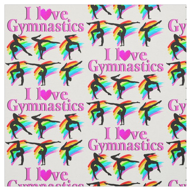 PINK RAINBOW I LOVE GYMNASTICS DESIGN FABRIC (Swatch)
