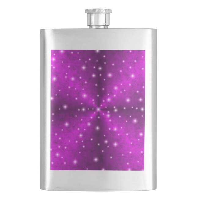 Pink Rainbow in Elephant Skin Leather optics Hip Flask (Front)