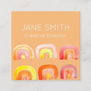 Pink rainbow inspiration modern creative industry square business card