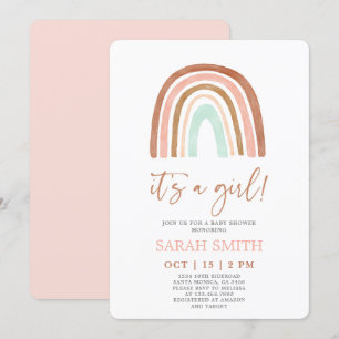 Pink Rainbow it's a girl Baby Shower Invitation