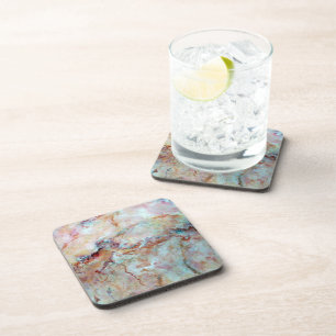 Pink rainbow marble stone finish coaster