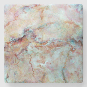 Pink rainbow marble stone finish coaster