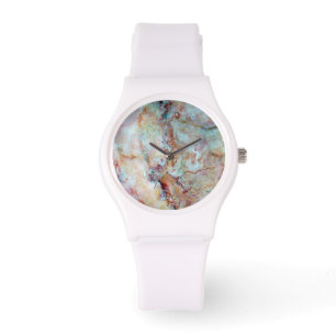 Pink rainbow marble stone finish watch