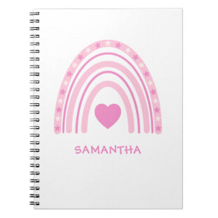 Pink Rainbow Name School Notebook
