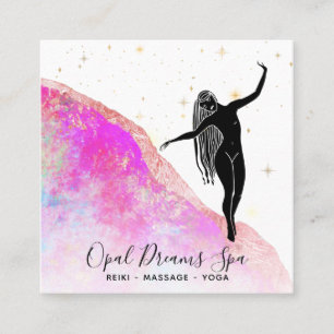 *~* Pink Rainbow Opal Goddess Celestial Mystical Square Business Card