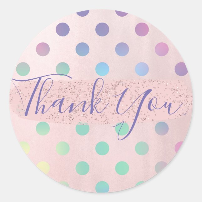 Pink Rainbow Pastel Polka Dots Birthday Party Classic Round Sticker (Front)