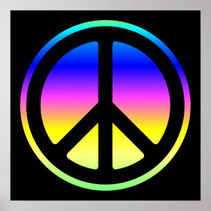 Pink Rainbow Peace Symbol Poster