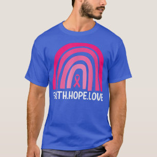 Pink Rainbow Ribbon Breast Cancer Awareness Faith T-Shirt
