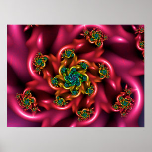 Pink Rainbow Rose Poster