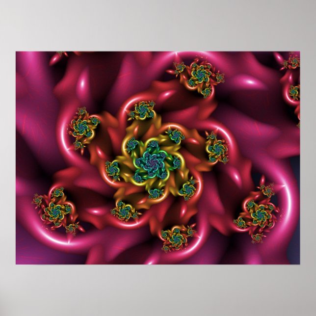 Pink Rainbow Rose Poster (Front)