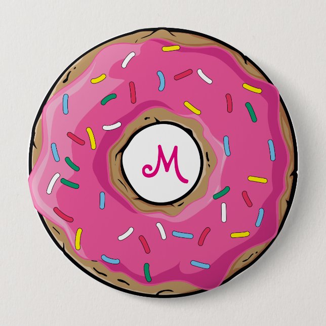 Pink Rainbow Sprinkle Doughnut 10 Cm Round Badge (Front)