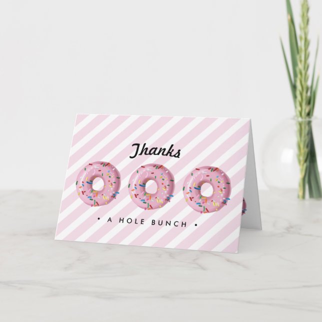 Pink Rainbow Sprinkle Doughnut Thank You Card (Front)