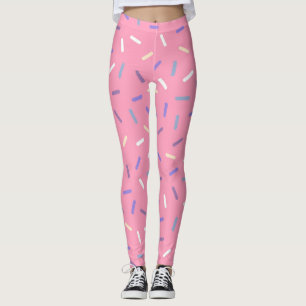 Pink rainbow sprinkles confetti fun colourful leggings
