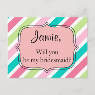 Pink Rainbow Stripes Postcard