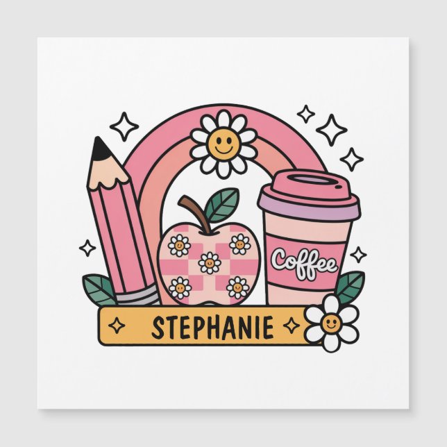 Pink Rainbow Teacher Essentials – Personalised (Front)