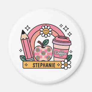 Pink Rainbow Teacher Essentials – Personalised Magnet