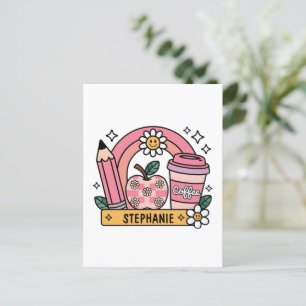 Pink Rainbow Teacher Essentials – Personalised Postcard