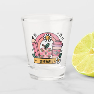 Pink Rainbow Teacher Essentials – Personalised Shot Glass