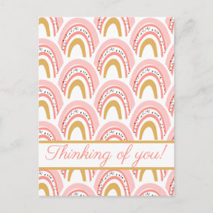 Pink Rainbow Thinking Of You Postcard