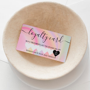 pink rainbow unicorn marble chic heart makeup loyalty card