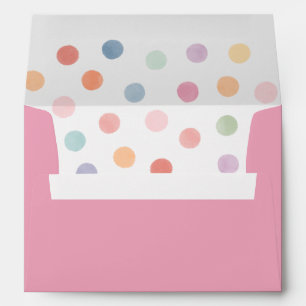 Pink Rainbow Watercolor Polka Dot Envelope